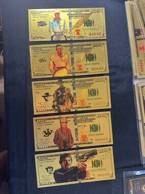 Western Legends 5 Gold Foil Notes Lone Ranger Tonto Eastwood Wayne Bronson